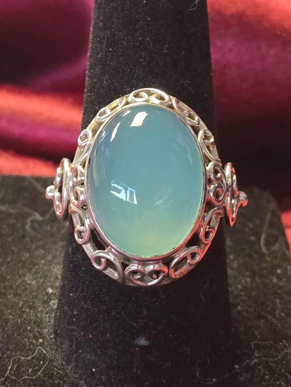 Sterling Silver Filigree  Chalcedony Ring